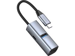 USB-хаб 3 в 1 USB-C - USB-A3.0 + USB-C PD100Вт + HDMI, серый, Deppa