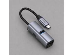 USB-хаб 3 в 1 USB-C - USB-A3.0 + USB-C PD100Вт + HDMI, серый, Deppa