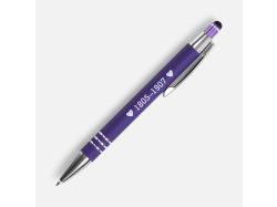 Ручка шариковая Sansen Soft Touch со стилусом, фиолетовая