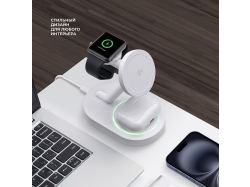 Беспроводная зарядная станция 3 в 1 MagSafe QI2 NEO, белый, Deppa