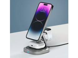 Беспроводная зарядная станция 3 в 1 QI2.2 Fold Power, Серая, Deppa