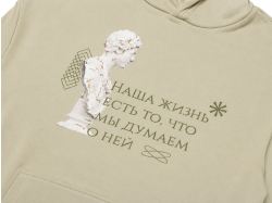 Толстовка с капюшоном оверсайз «Berlin» унисекс, зеленый оливковый, текстильный принтер