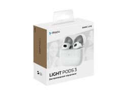 Беспроводные наушники с микрофоном Light Pods 3 , TWS, BT 5.4, 300 мАч, белый, Deppa