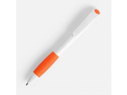 Ручка шариковая Grip, белая с оранжевым
