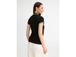 Рубашка поло женская Pasadena Women 200 с контрастной отделкой, черная с зеленым