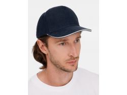 Бейсболка Long Beach, темно-синяя с белым