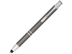 Шариковая кнопочная ручка-стилус Moneta из анодированного алюминия, серый