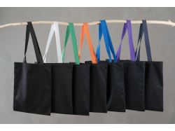 Холщовая сумка BrighTone, черная с оранжевыми ручками