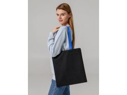 Холщовая сумка BrighTone, черная с ярко-синими ручками