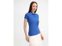 Рубашка поло женская Pasadena Women 200 с контрастной отделкой, ярко-синяя с белым