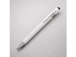 Ручка металлическая soft-touch шариковая со стилусом «Sway», белый/серебристый
