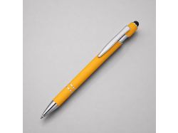 Ручка металлическая soft-touch шариковая со стилусом «Sway», желтый/серебристый