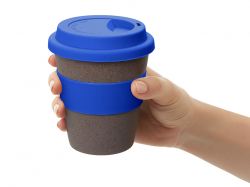 Стакан с силиконовой крышкой "Cafe", темно-синий