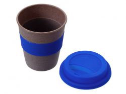 Стакан с силиконовой крышкой "Cafe", темно-синий