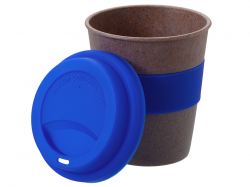 Стакан с силиконовой крышкой "Cafe", темно-синий