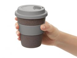 Стакан с силиконовой крышкой "Cafe", серый