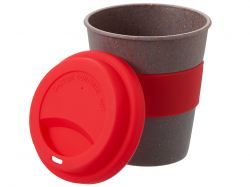 Стакан с силиконовой крышкой "Cafe", красный