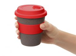 Стакан с силиконовой крышкой "Cafe", красный