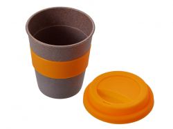 Стакан с силиконовой крышкой "Cafe", оранжевый