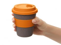 Стакан с силиконовой крышкой "Cafe", оранжевый