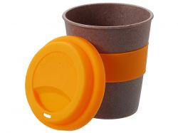 Стакан с силиконовой крышкой "Cafe", оранжевый