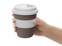 Стакан с силиконовой крышкой "Cafe", белый