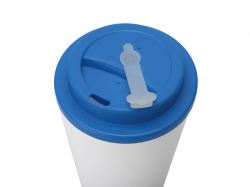 Пластиковый стакан Take away с двойными стенками и крышкой с силиконовым клапаном, 350 мл, белый/голубой