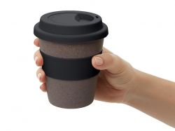 Стакан с силиконовой крышкой "Cafe", черный