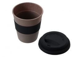 Стакан с силиконовой крышкой "Cafe", черный