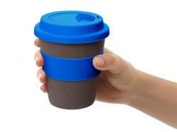 Стакан с силиконовой крышкой "Cafe", синий