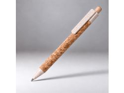 Ручка из пробки и переработанной пшеницы шариковая "Mira", пробка/бежевый