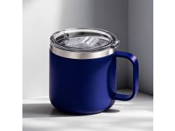 Кружка стальная Alaska с крышкой слайдером, powder coating, синий