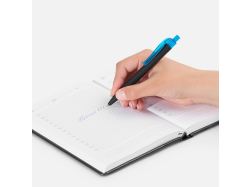 Ручка шариковая Prodir QS01 PRT-T Soft Touch, черная с голубым
