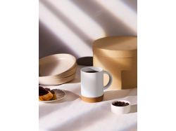 Кружка с пробковой подставкой Corky для сублимационной печати, матовая, белая