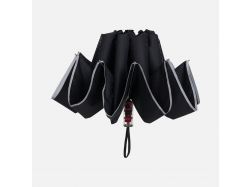 Зонт наоборот складной Futurum со светоотражающим кантом, черный