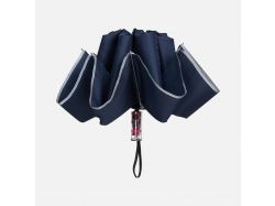 Зонт наоборот складной Futurum со светоотражающим кантом, темно-синий