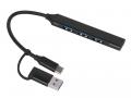 USB-хаб «Link» с коннектором 2-в-1 USB-C и USB-A, 2.0/3.0, черный