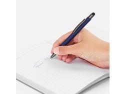 Ручка шариковая Atento Soft Touch со стилусом, темно-синяя