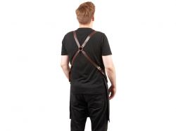 Фартук из канваса с ремнями из натуральной кожи, материал: канвас смесовый, плотность 450 гр/м, натуральная кожа КРС, цвет черный, коричневый темный