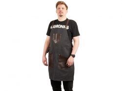 Фартук из канваса с ремнями из натуральной кожи, материал: канвас смесовый, плотность 450 гр/м, натуральная кожа КРС, цвет черный, коричневый темный