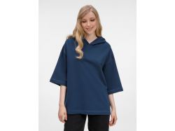 Футболка оверсайз унисекс с капюшоном Neofit, темно-синяя