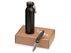 Подарочный набор с бутылкой для воды и ножом «Tourist», черный