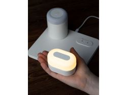 Станция беспроводной зарядки с колонкой и ночником Trilogy, белая