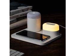 Станция беспроводной зарядки с колонкой и ночником Trilogy, белая