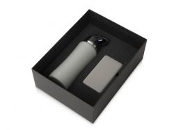 Подарочный набор с бутылкой для воды и повербанком С1, 5000 mAh, серый