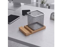 Подставка для ручек и телефона "Fika", натуральный/серый