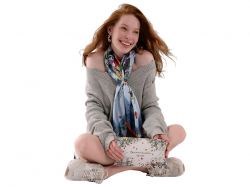 Платок «Русский полевой букет», молочный