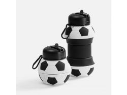 Складная бутылка для воды Football Flex, белая с черным
