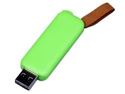 USB-флешка промо на 64 Гб прямоугольной формы, выдвижной механизм, зеленый