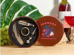 Набор аксессуаров для вина «Fabrizio», коричневый с рельефной УФ-печатью